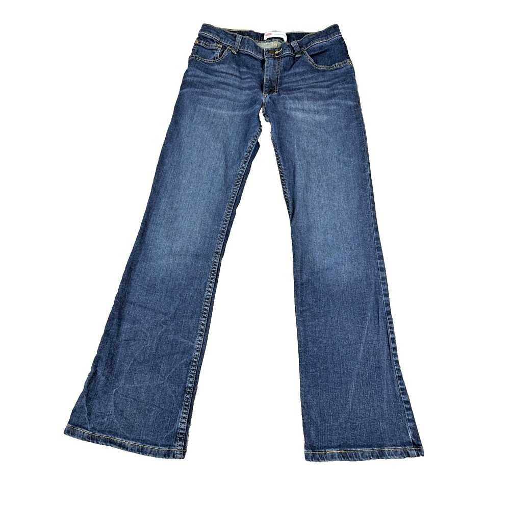 Wrangler Classic Bootcut Jeans Girls Size 16 Reg Blue Dark Wash Waist Adjustable
